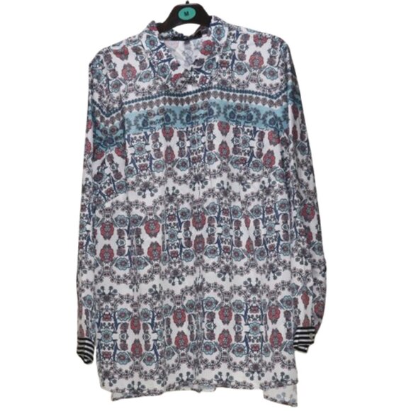 Eloquii Boho Long Sleeve Blouse Button Down, Size 20, NWT - Picture 1 of 12